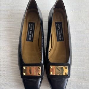 Stuart Weitzman Black Flats with Gold Detailing womens 8